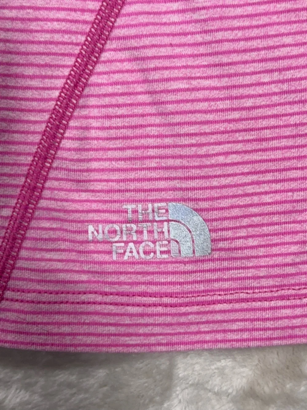 The North Face Pink Athletic Top Women’s Large Striped Short Sleeve Tee - Picture 5 of 7